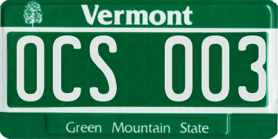 VT license plate OCS003