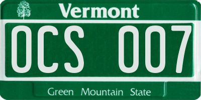 VT license plate OCS007