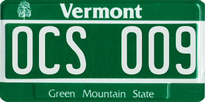 VT license plate OCS009