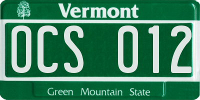 VT license plate OCS012