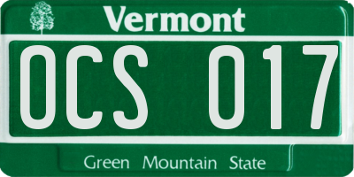 VT license plate OCS017