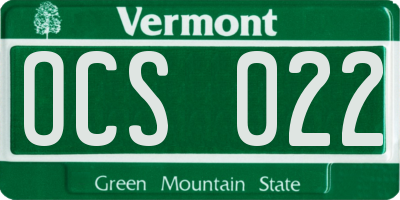 VT license plate OCS022