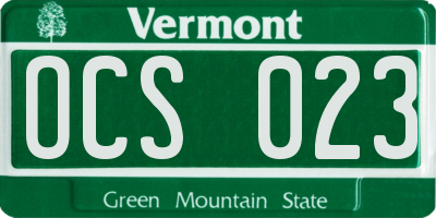 VT license plate OCS023