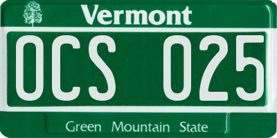 VT license plate OCS025