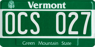 VT license plate OCS027