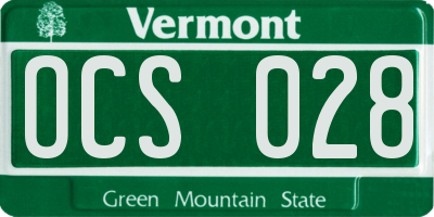 VT license plate OCS028