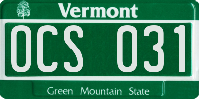 VT license plate OCS031