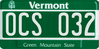 VT license plate OCS032