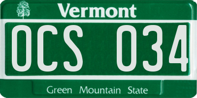 VT license plate OCS034
