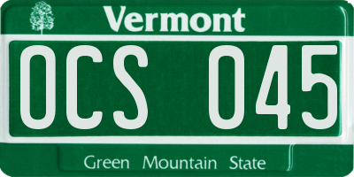 VT license plate OCS045