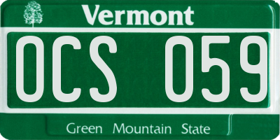 VT license plate OCS059