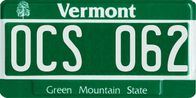 VT license plate OCS062