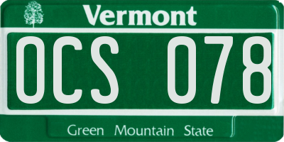 VT license plate OCS078