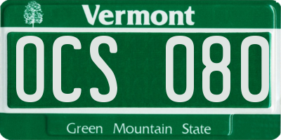 VT license plate OCS080