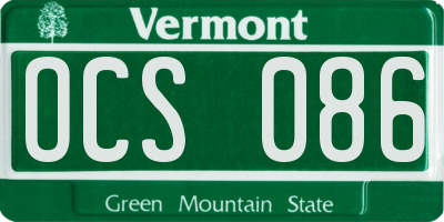 VT license plate OCS086