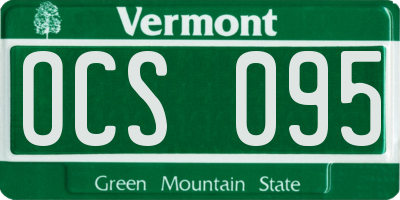 VT license plate OCS095