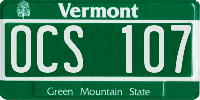 VT license plate OCS107