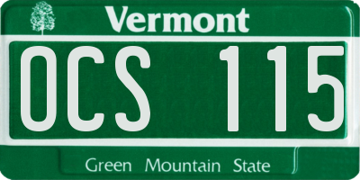 VT license plate OCS115