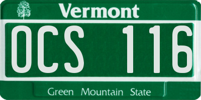 VT license plate OCS116