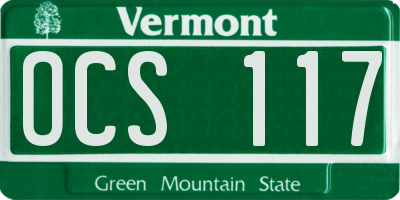VT license plate OCS117
