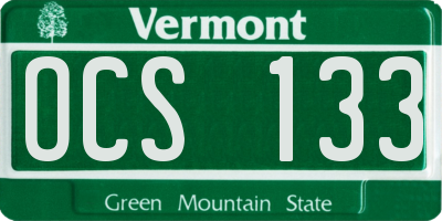 VT license plate OCS133