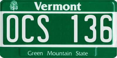 VT license plate OCS136
