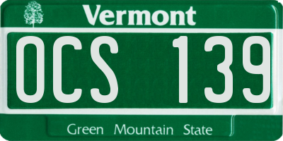 VT license plate OCS139