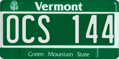 VT license plate OCS144