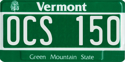 VT license plate OCS150