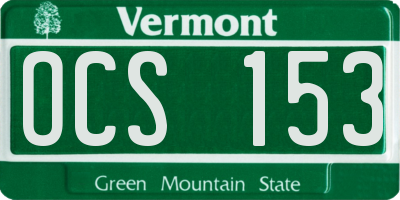 VT license plate OCS153