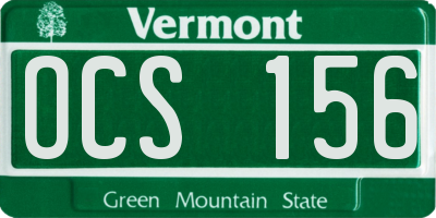 VT license plate OCS156