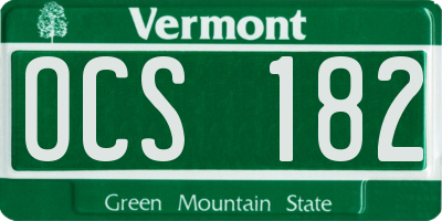 VT license plate OCS182