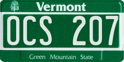 VT license plate OCS207