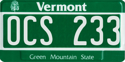 VT license plate OCS233