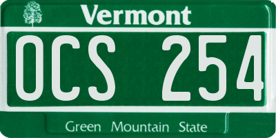 VT license plate OCS254