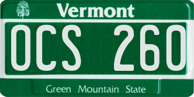 VT license plate OCS260