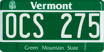 VT license plate OCS275