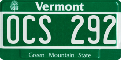VT license plate OCS292
