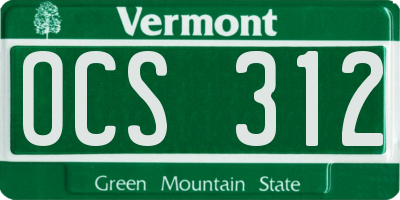 VT license plate OCS312