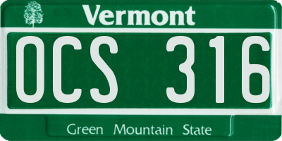VT license plate OCS316