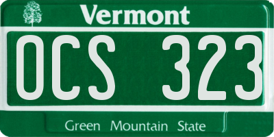 VT license plate OCS323