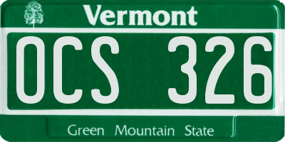 VT license plate OCS326