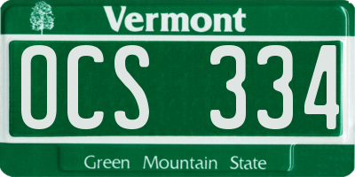 VT license plate OCS334