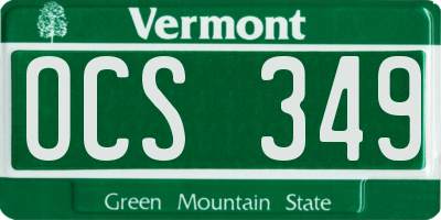 VT license plate OCS349