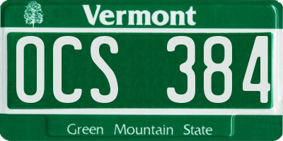 VT license plate OCS384