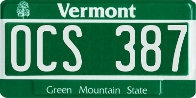 VT license plate OCS387