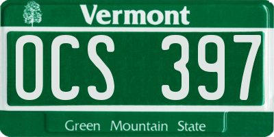 VT license plate OCS397