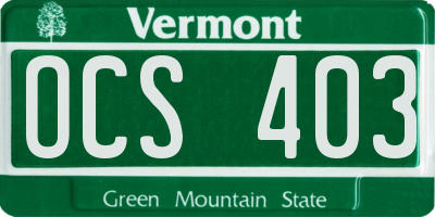 VT license plate OCS403