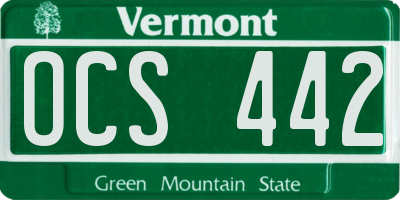 VT license plate OCS442