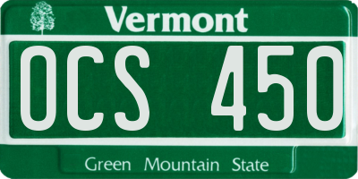 VT license plate OCS450